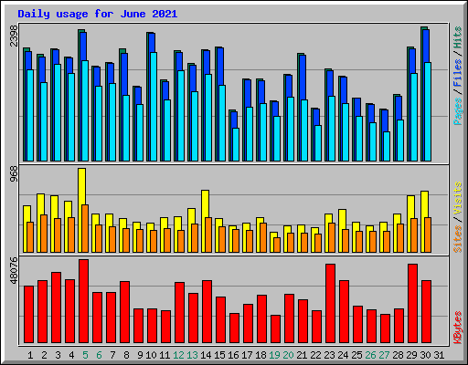 Daily usage for June 2021