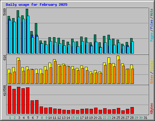 Daily usage for February 2025